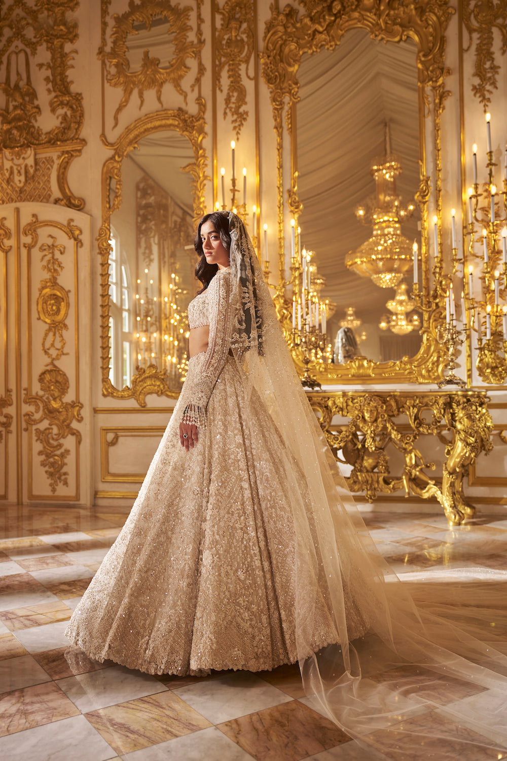 Ivory Floral Thread Work Lehenga Set