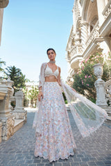 Multi-Coloured Pearl Lehenga Set