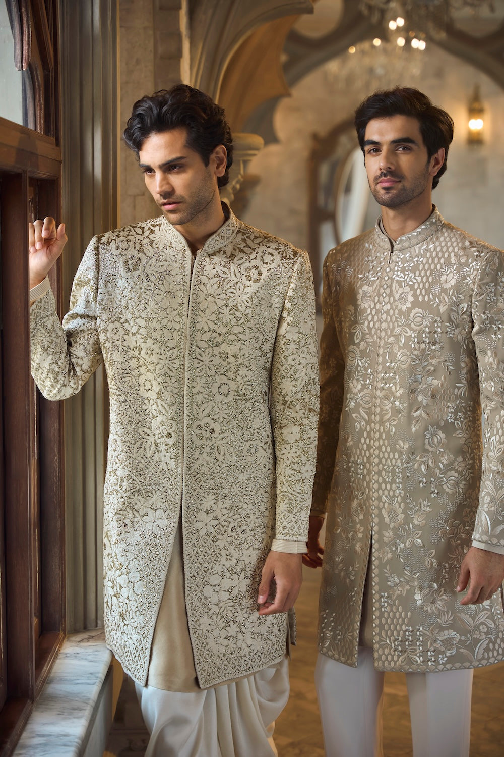 Greige Sherwani Set