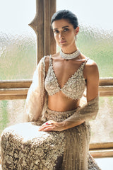 Ash Grey & Silver Skirt Set