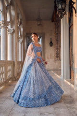 Blue Cut Work Lehenga Set