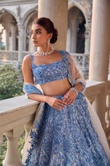 Blue Cut Work Lehenga Set