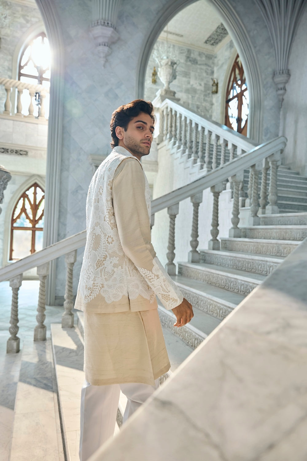 Nude Cut Work Bundi Set