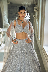 Silver Sequin Lehenga Set