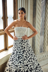 Black & White Corset Lehenga Set