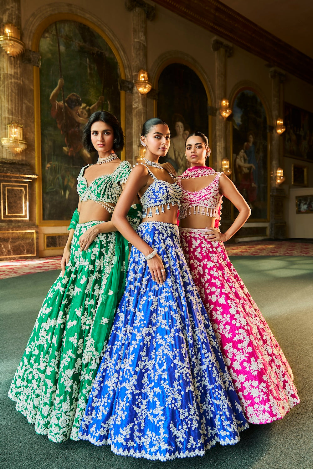 Green Thread Work Lehenga Set