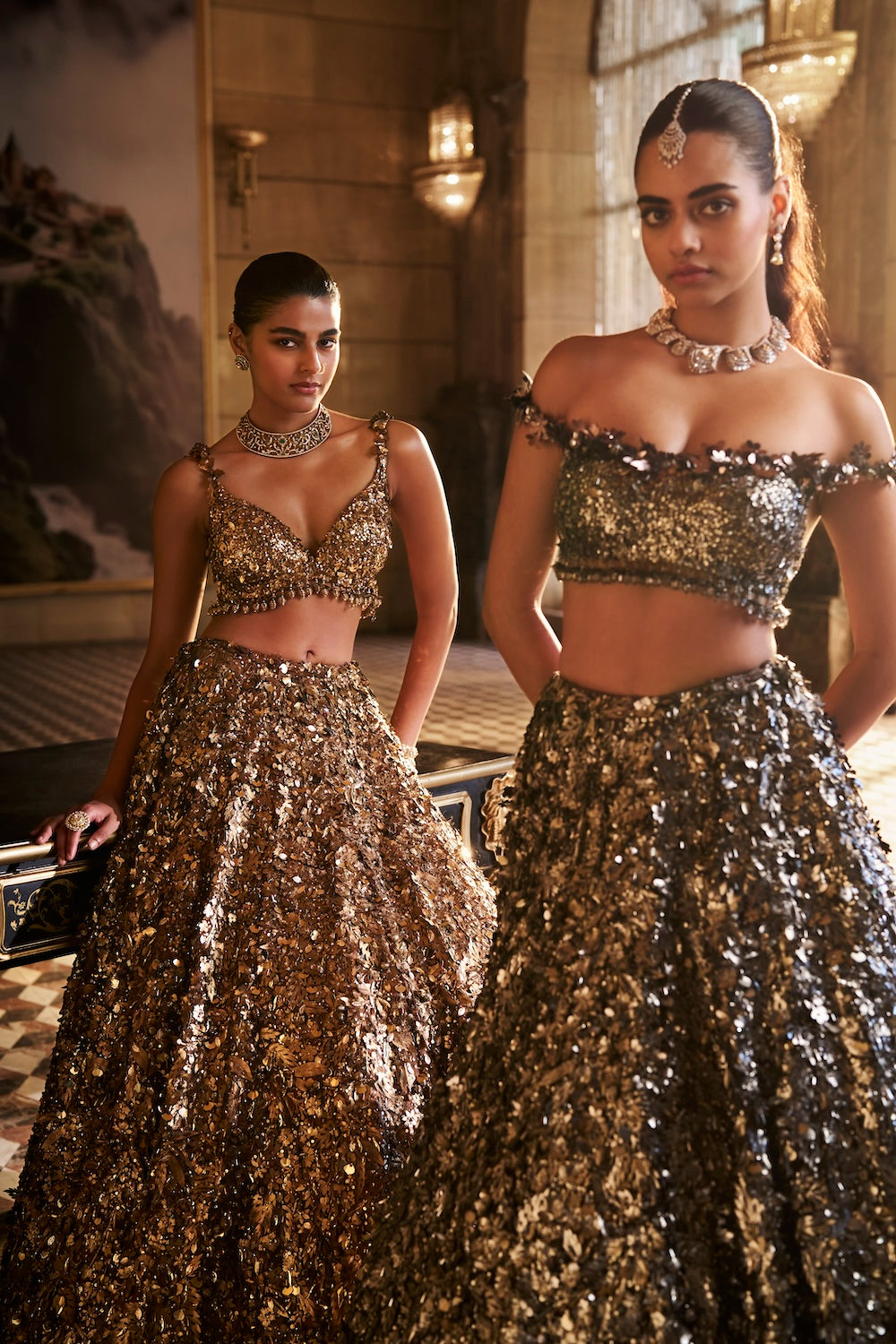 Metallic Silver 3D Lehenga Set