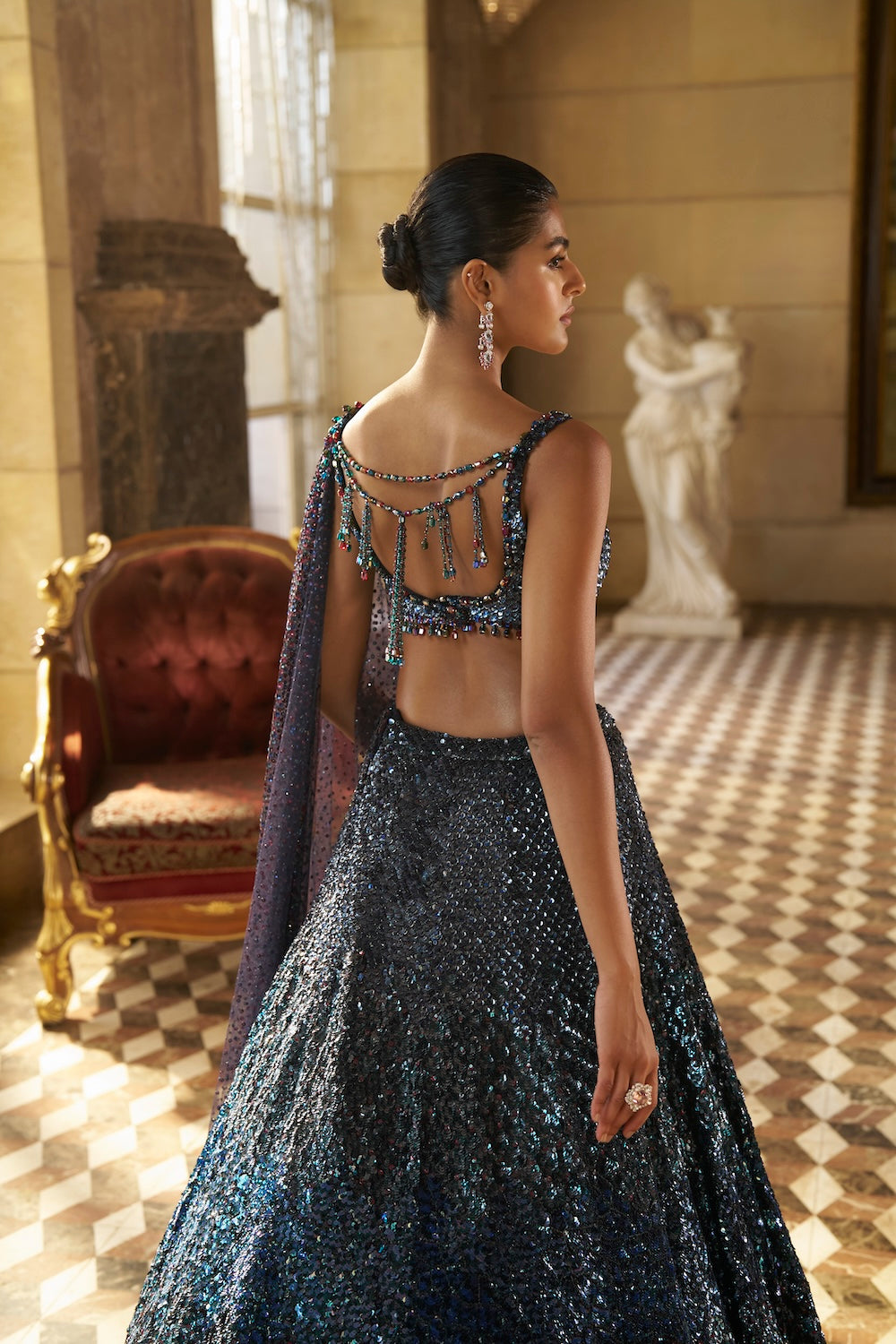 Multi - Coloured Sequin Lehenga Set
