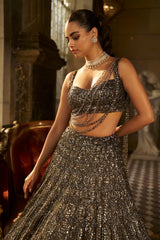 Charcoal Sequin Lehenga Set
