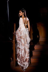 Coffee Cream Sequin Georgette Saree