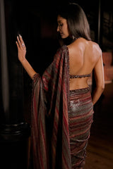 Vintage Wine Sequin Georgette Saree