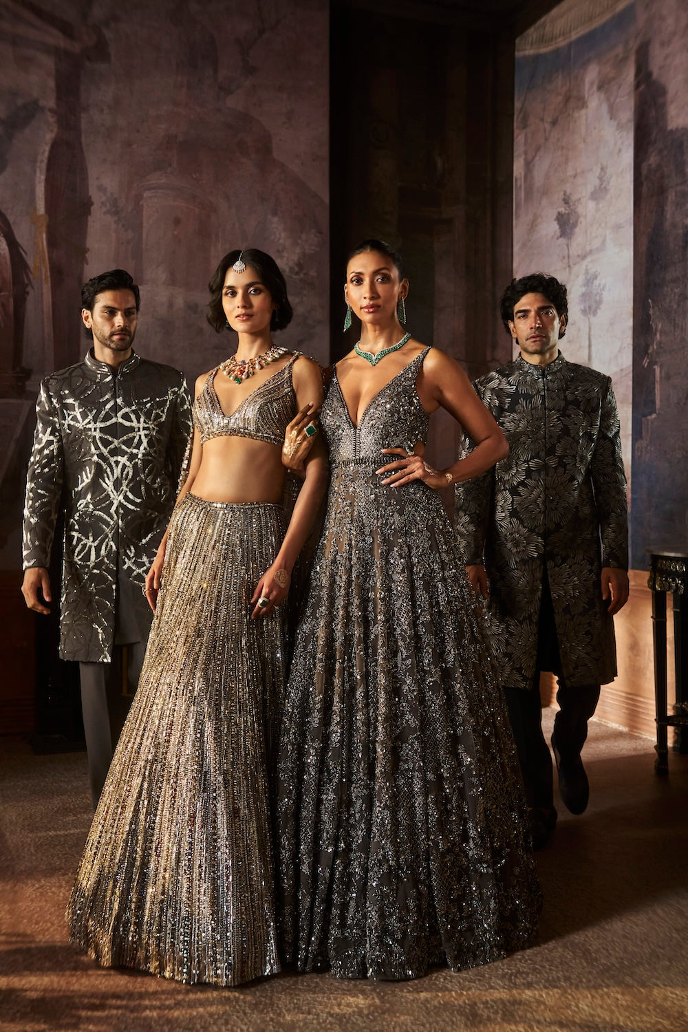 Charcoal Silver Sherwani Set
