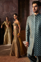 Charcoal Metallic Sherwani Set