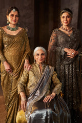 Antique Gold Georgette Sequin Saree