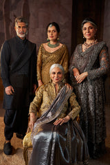 Antique Gold Georgette Sequin Saree