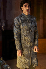 Charcoal Silver Sherwani Set