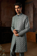 Charcoal Metallic Sherwani Set