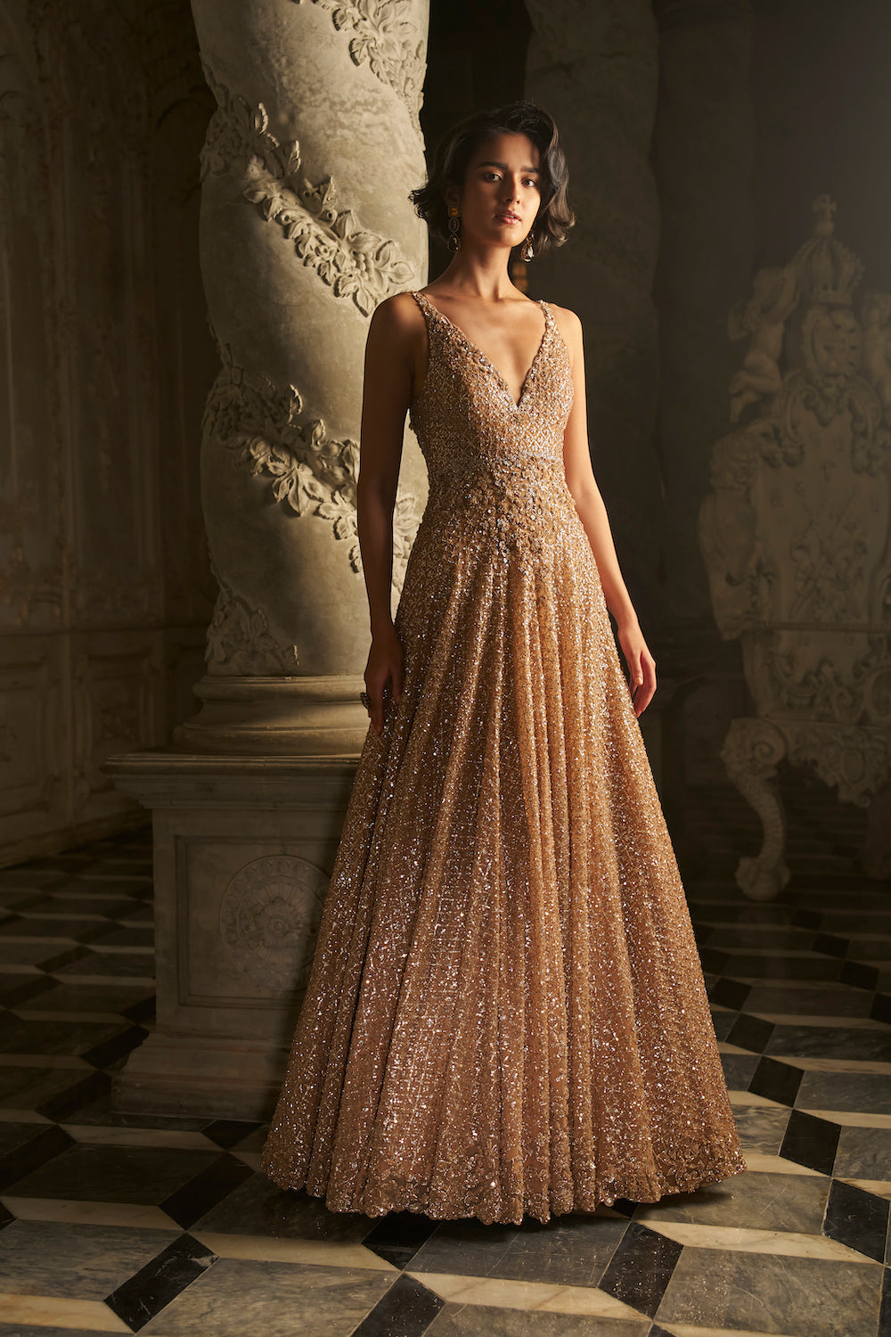 Nude Sequin Gown – Seema Gujral