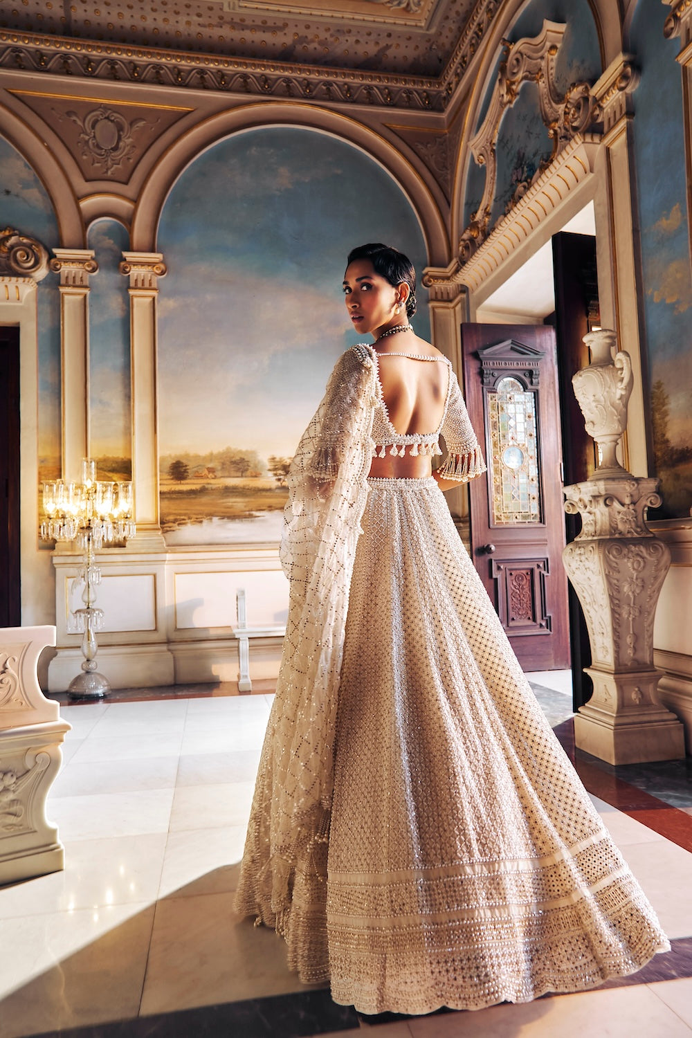Ivory Pearl Geometric Lehenga Set