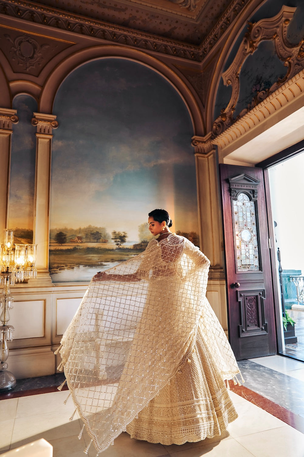 Ivory Pearl Geometric Lehenga Set