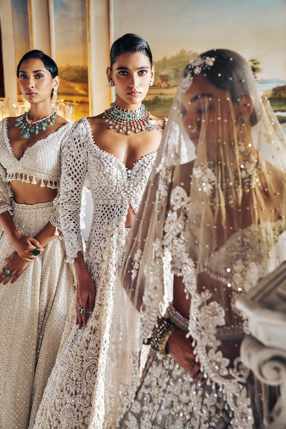 Ivory Pearl Geometric Lehenga Set