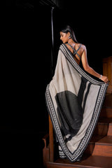 Black & White Sequin Georgette Saree