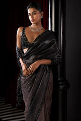 Coffee Ombre Sequin Georgette Saree