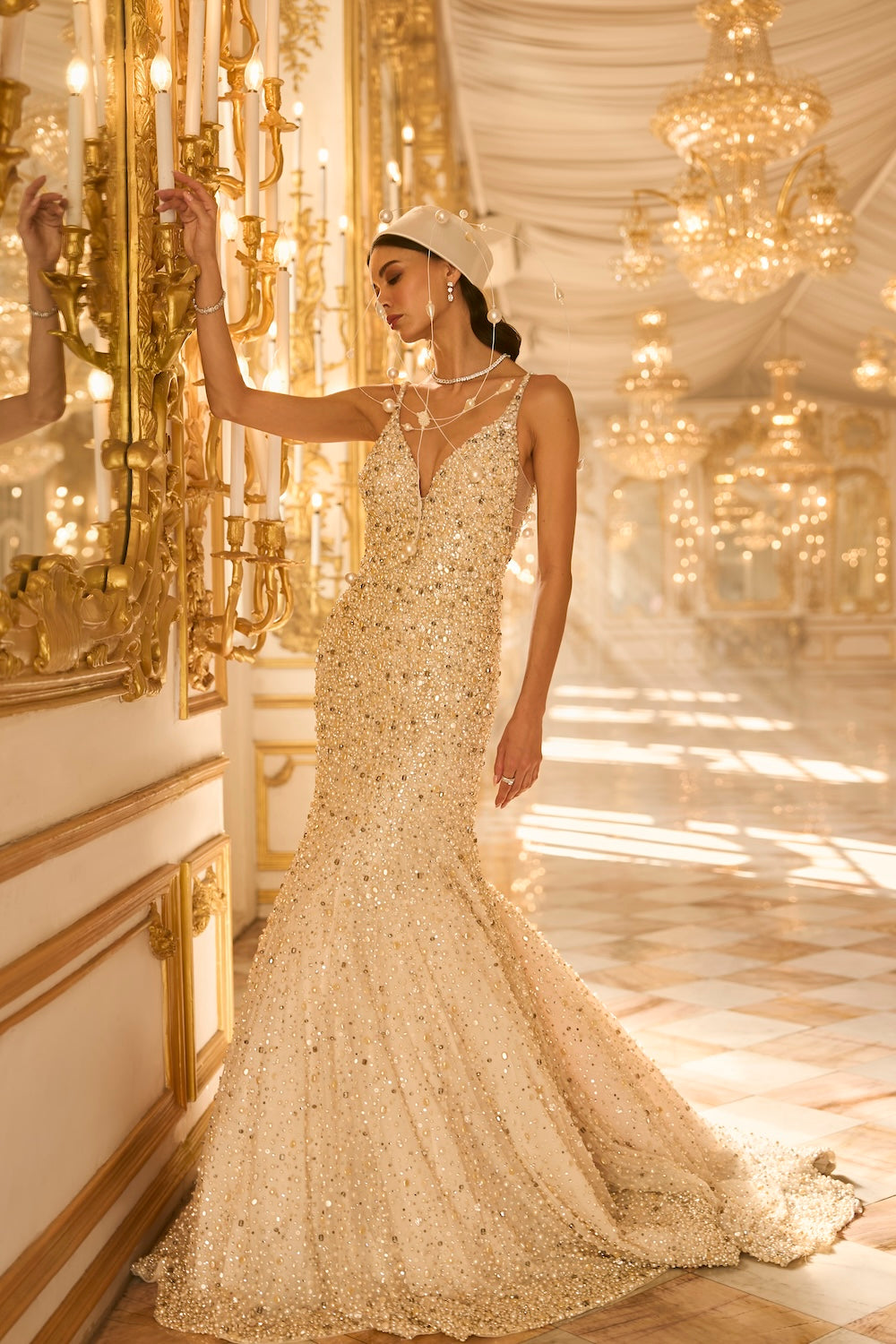 Ivory Pearl Trail Gown