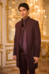 Wine Open Sherwani Set