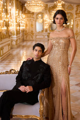 Black Embroidered Bandhgala Set