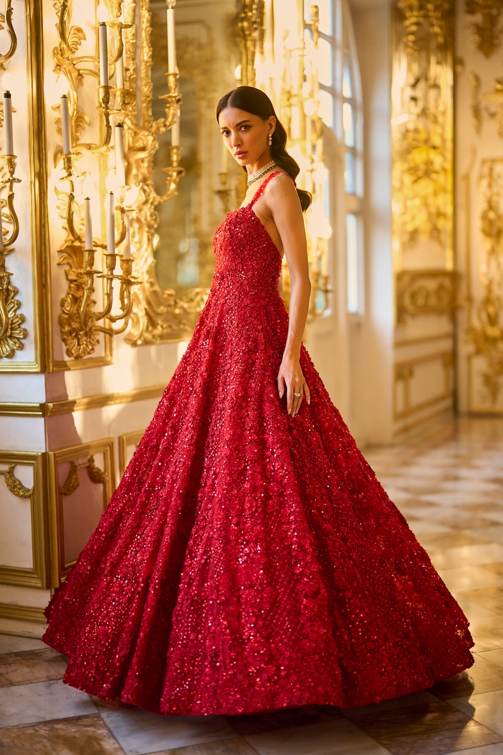 Red Three-Dimensional Gown