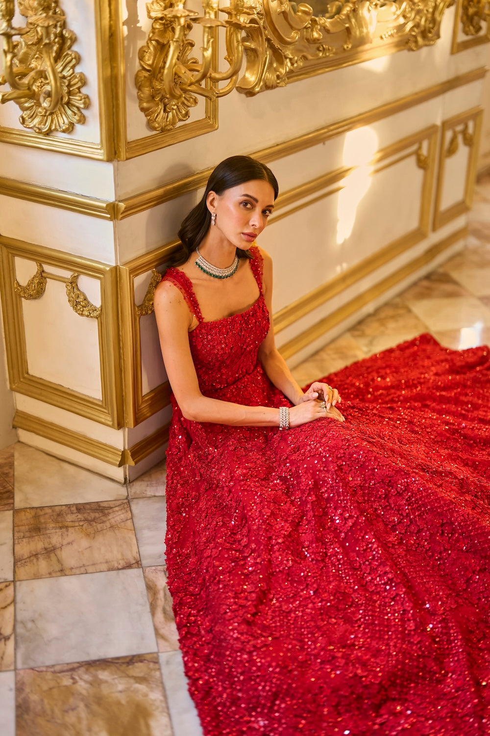 Red Three-Dimensional Gown
