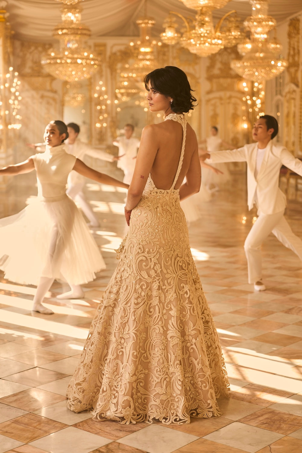 Nude Halter Neck Gown