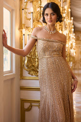 Off Shoulder Gold Gown