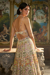 Nude Multi-Coloured Floral Gown