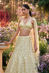 Lemon Yellow Sequin Lehenga Set