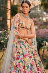 Multi-Coloured Floral Lehenga Set
