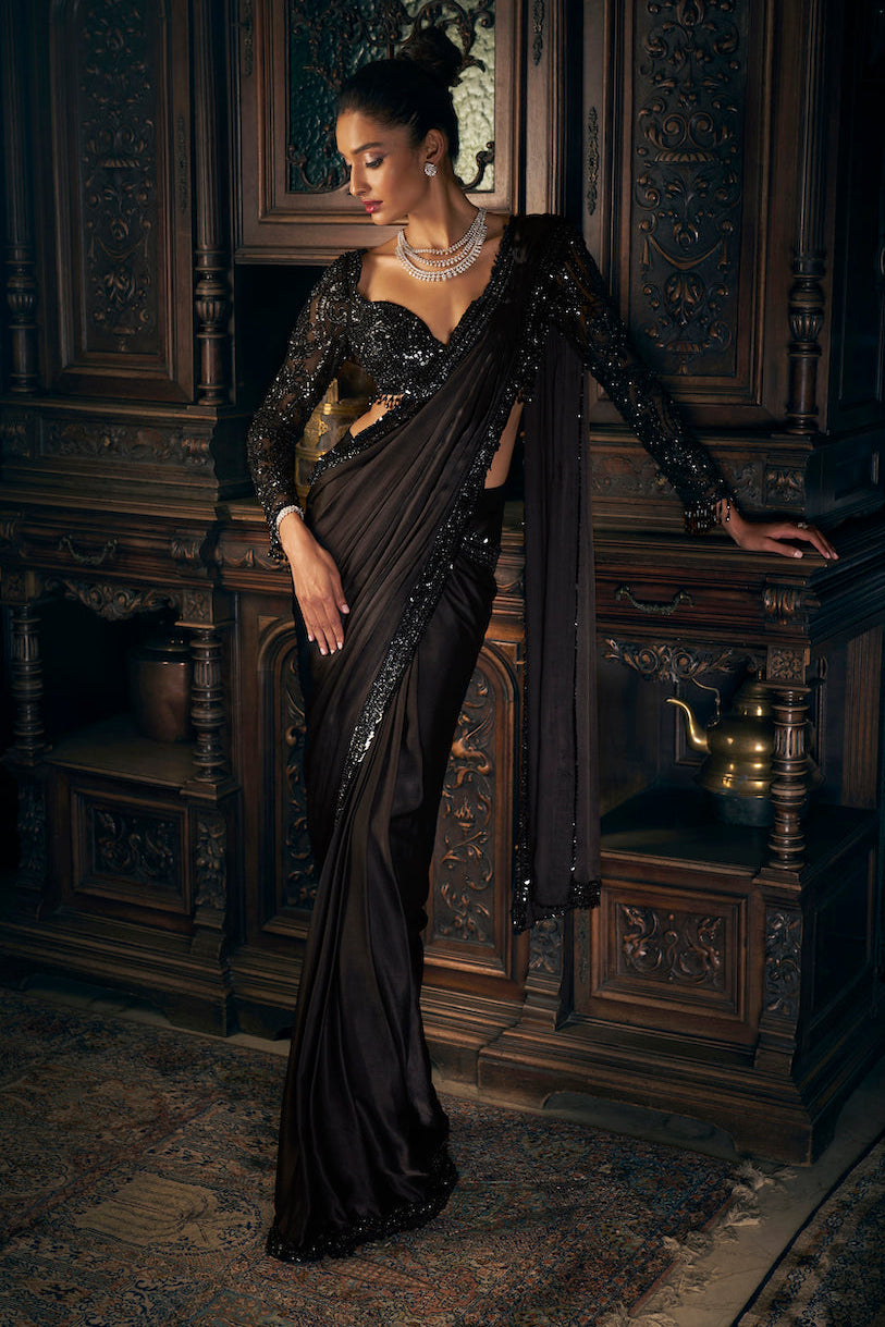 Black Draped Saree