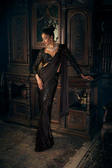 Black Draped Saree