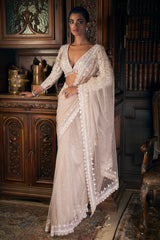 Nude Sequin Saree