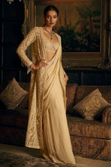 Nude Draped & Jacket Saree