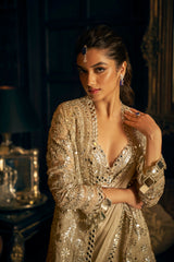 Silver Mirror Work Draped & Jacket Saree