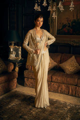 Silver Mirror Work Draped & Jacket Saree