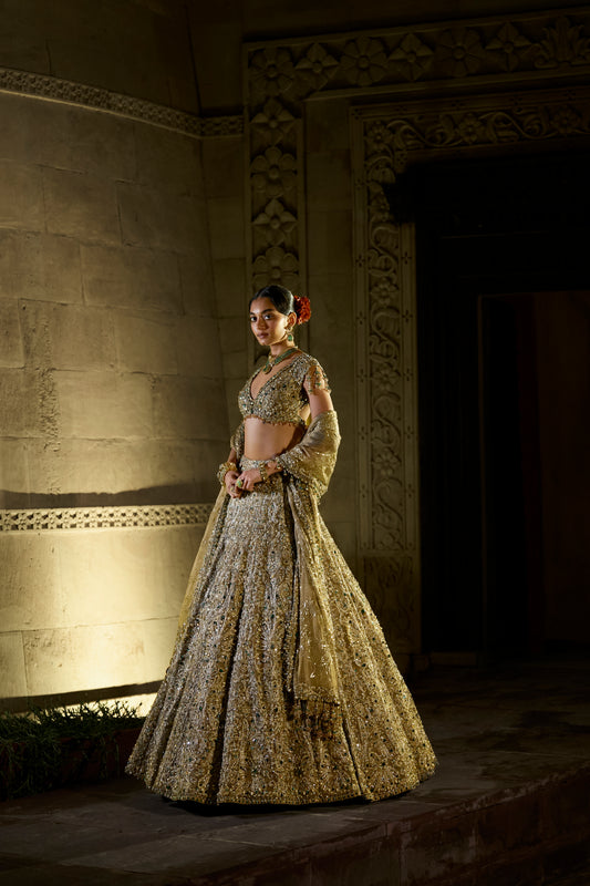 Antique Emerald Lehenga Set