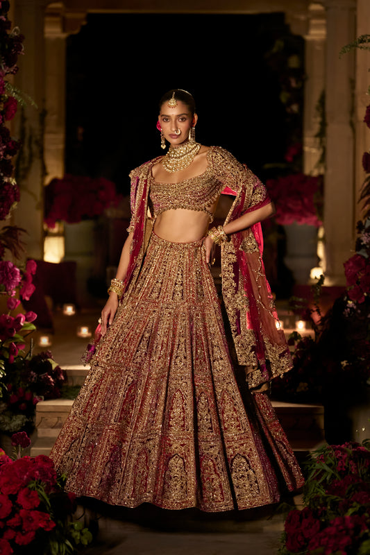 Plum & Maroon Zardosi Lehenga Set
