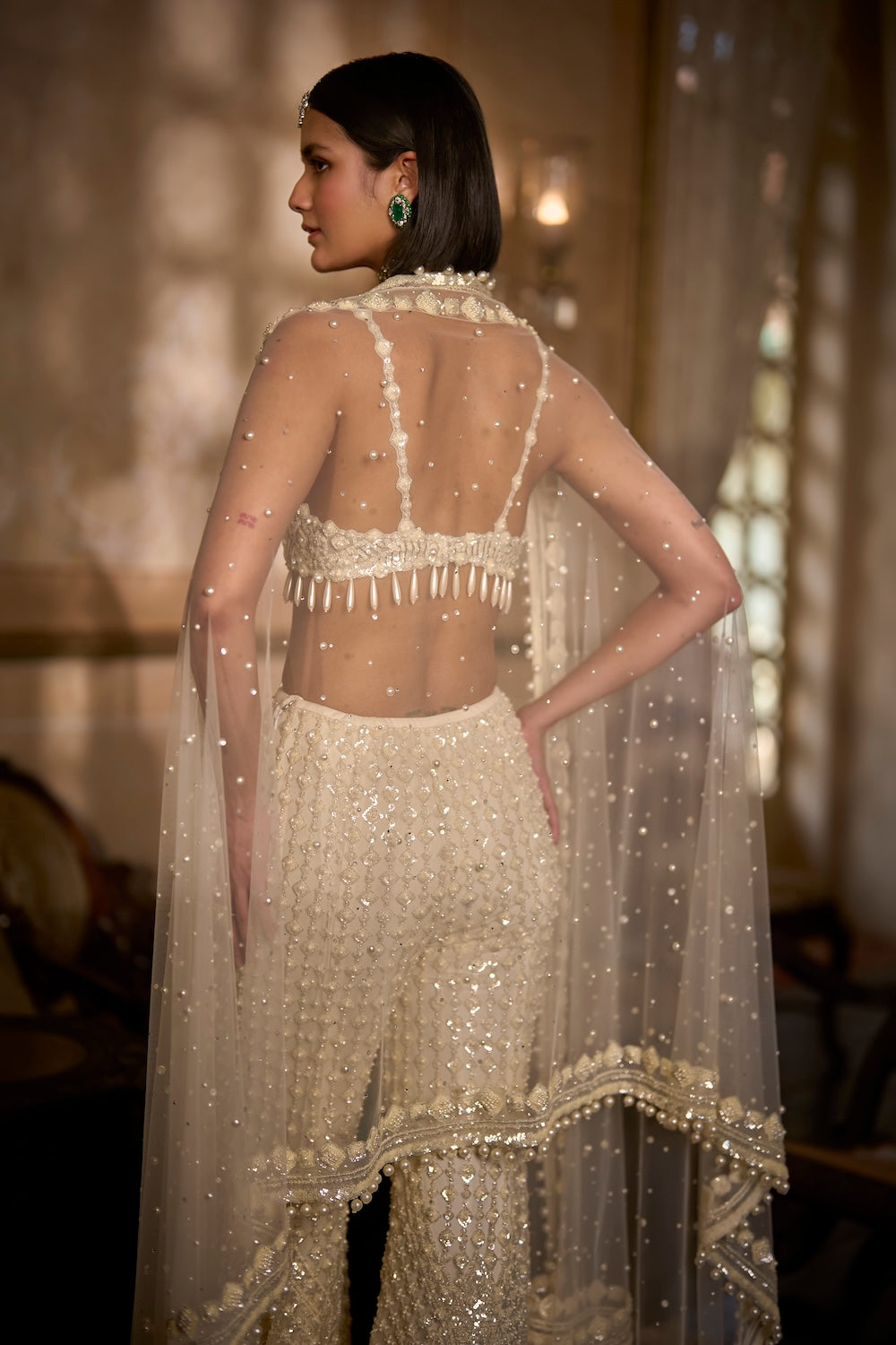Cream Sharara - Pant Set