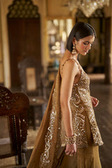 Antique Gold Mirror Sharara Set