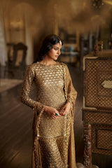 Antique Gold Sequin Sharara Set