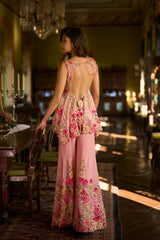 Pink Three-Dimensional Sharara Set