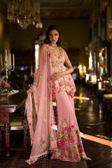 Pink Three-Dimensional Sharara Set